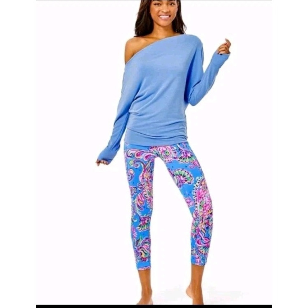 Lilly Pulitzer Sheera Top One‎ Shoulder Heathered Blue Thistle Sweater  S Preppy